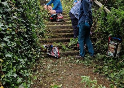 path with workers clearing vegetation